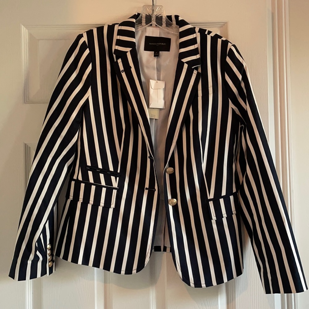 NWT Navy & White Striped Banana Republic Blazer